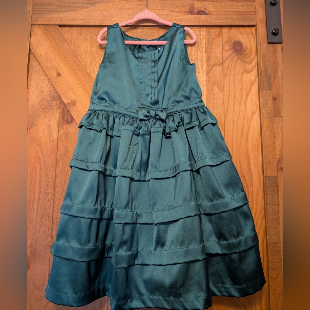 Elegant Green Tiered Kids Dress